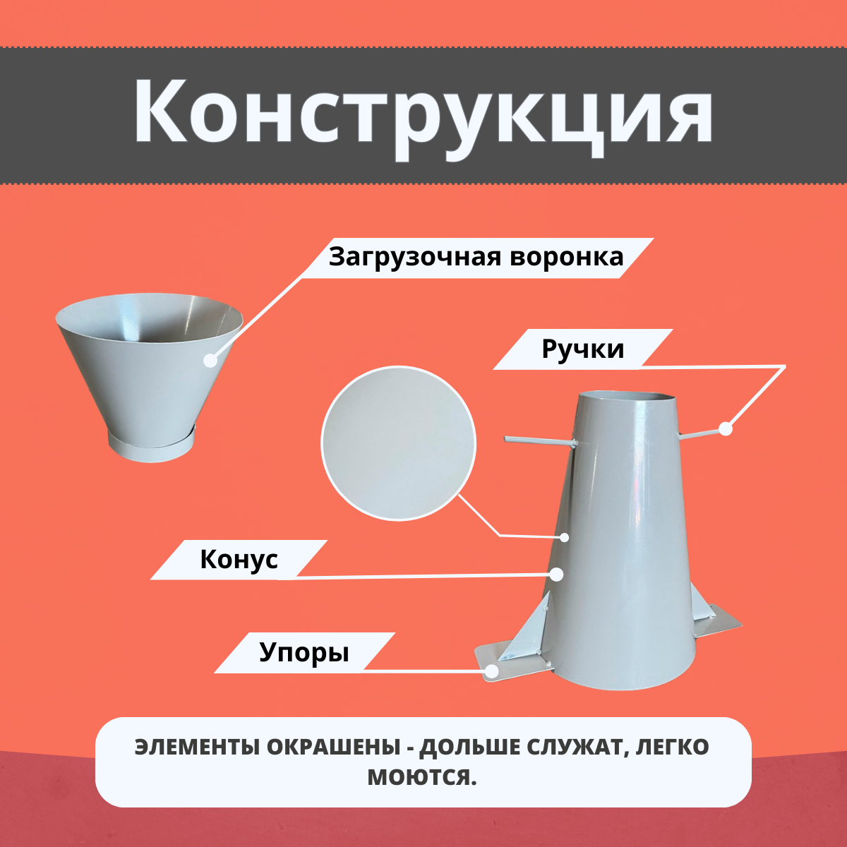 Конус КА (Абрамса) Промышленник с воронкой для определения подвижности бетонной смеси по ГОСТ 10181 (хк) - фотография № 3