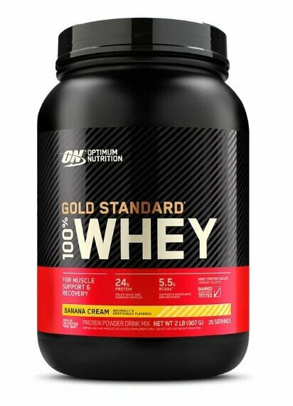 Протеин Optimum Nutrition 100% Whey Gold Standard, 909 гр, банановый крем