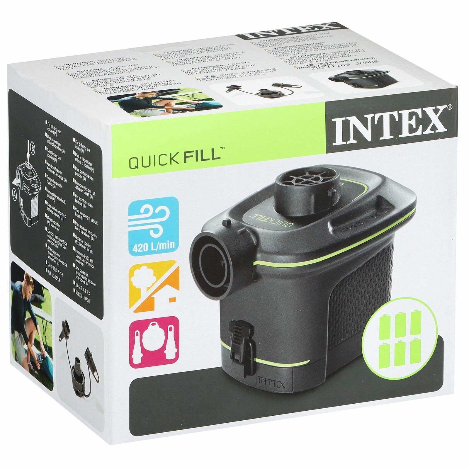Насос Intex 66638, электрический, черный, пластик, 4 насадки