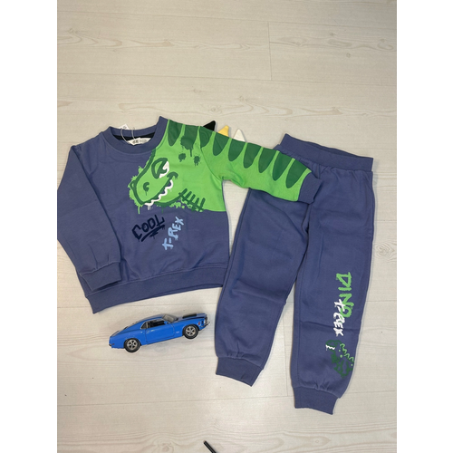 Комплект одежды H&M, свитшот и брюки, повседневный стиль, размер 98/104-56, зеленый, синий