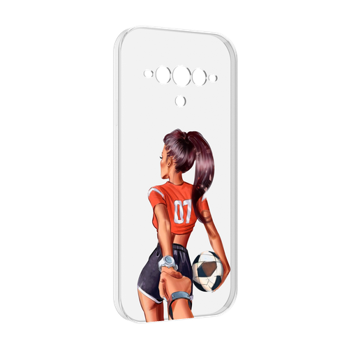 Чехол MyPads Девушка-футболистка женский для Doogee V30 задняя-панель-накладка-бампер