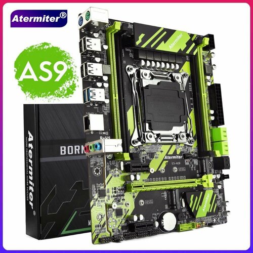 Материнская плата 2011-3 Atermiter X99 AS9 (X99 B85, 4DDR4 2CH, PCI-Ex16, 2x PCI-Ex1, 2x M.2 NVME, USB 3.0, GBLAN, mATX)