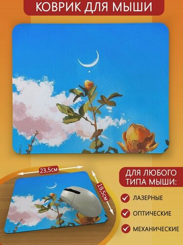 Изображение товара Коврик для мыши с принтом пейзаж цветы (эстетика, растения, природа, небо) - 9037