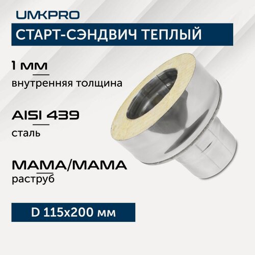 Изображение товара Старт-сэндвич Т/М-М, ф 115х200, AISI 439/439, 1,0мм/0,5мм, тип-2