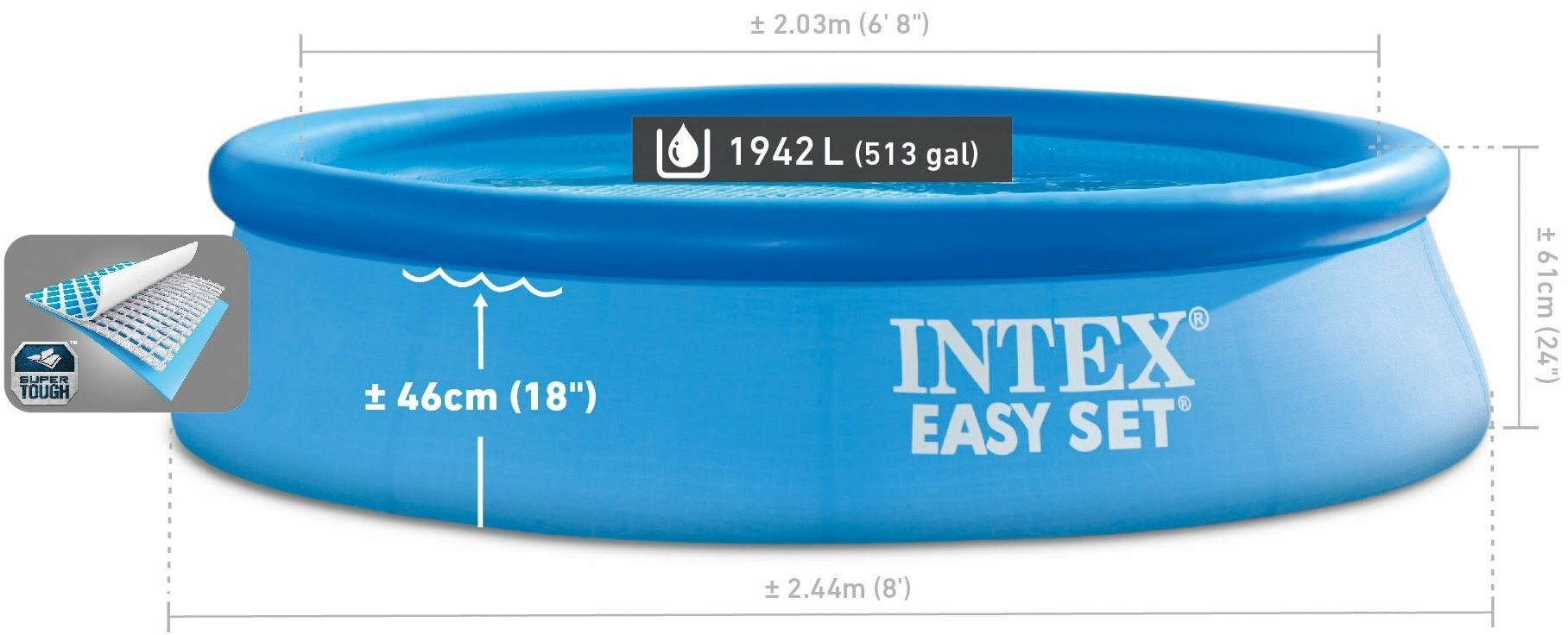 Изображение Бассейн Intex EASY SET, надувной, 244х61 см, 28106NP