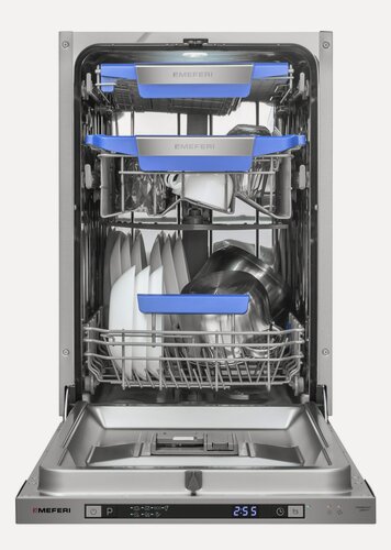 Изображение товара Посудомоечная машина узкая встраиваемая MEFERI MDW4573 COMFORT 45 см, на 10 комплектов, автооткрывание, с аквастопом