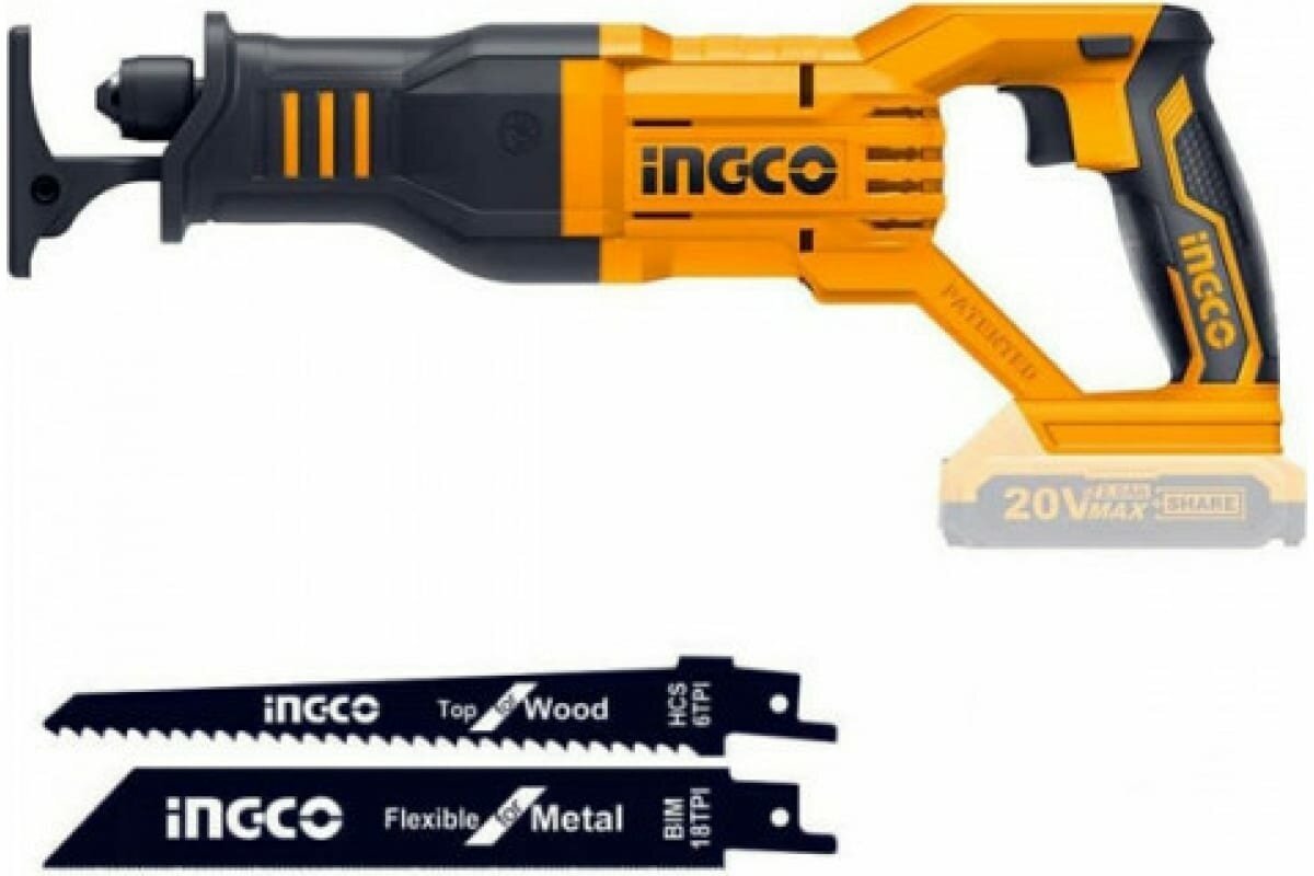 Пилы Сабельные INGCO_PowerTools Аккумуляторная сабельная пила Li-Ion 20В, Ingco CRSLI1151