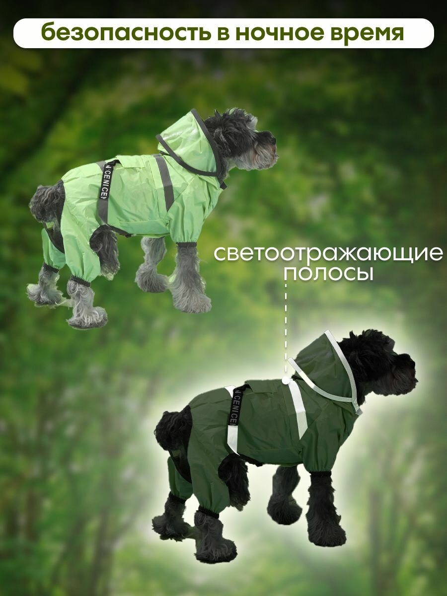 Дождевик для собак/Комбинезон для собак с капюшоном и козырьком — фото 1