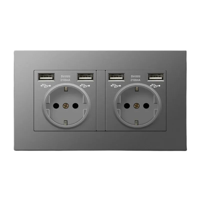Черная двойная розетка Depo Guye 16А с USB