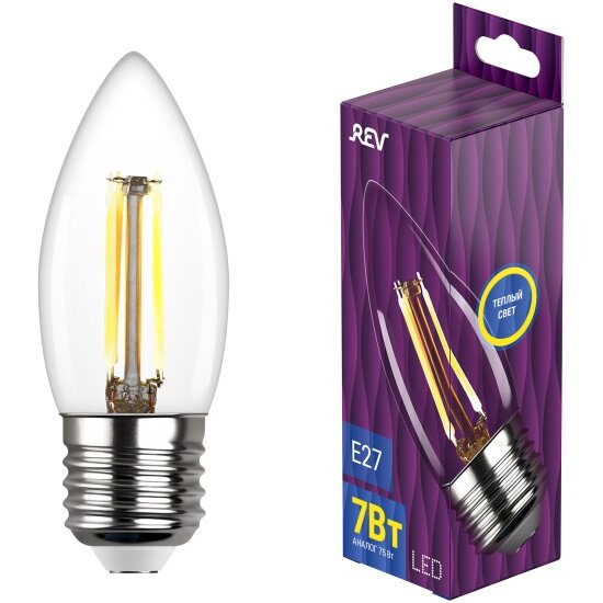 Светодиодная лампа Rev filament  свеча  С37  7Вт  E27  2700K  695Лм  32425 6