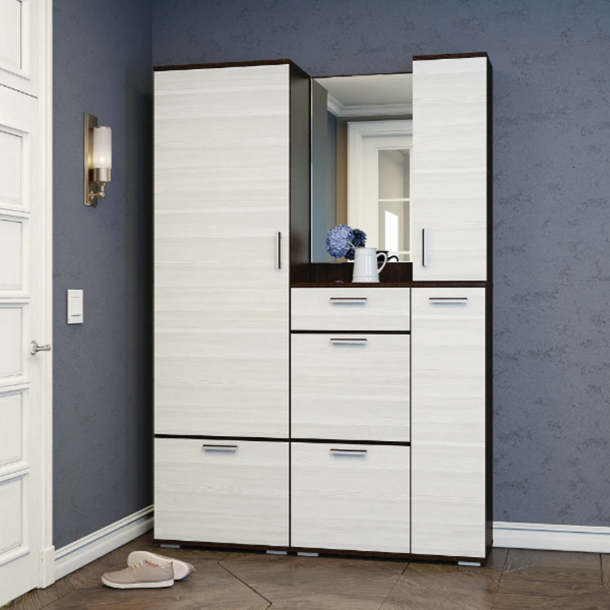 Комплект прихожей, прихожая с зеркалом Ника 8 "Эра"1,4м Венге/Лоредо