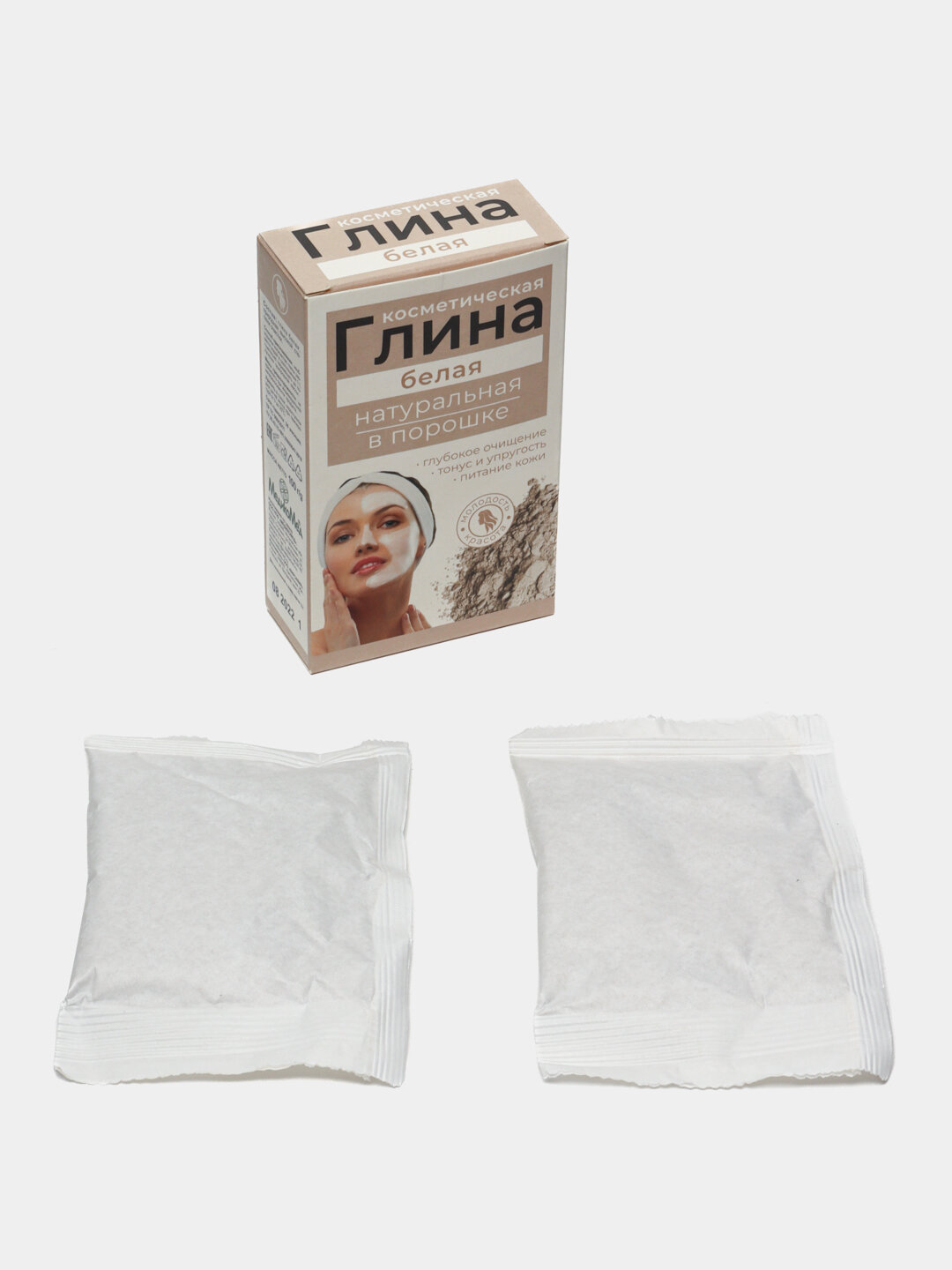 Глина косметическая натуральная: Белый 100 г, глубокое очищение, тонус и упругость — фото 1