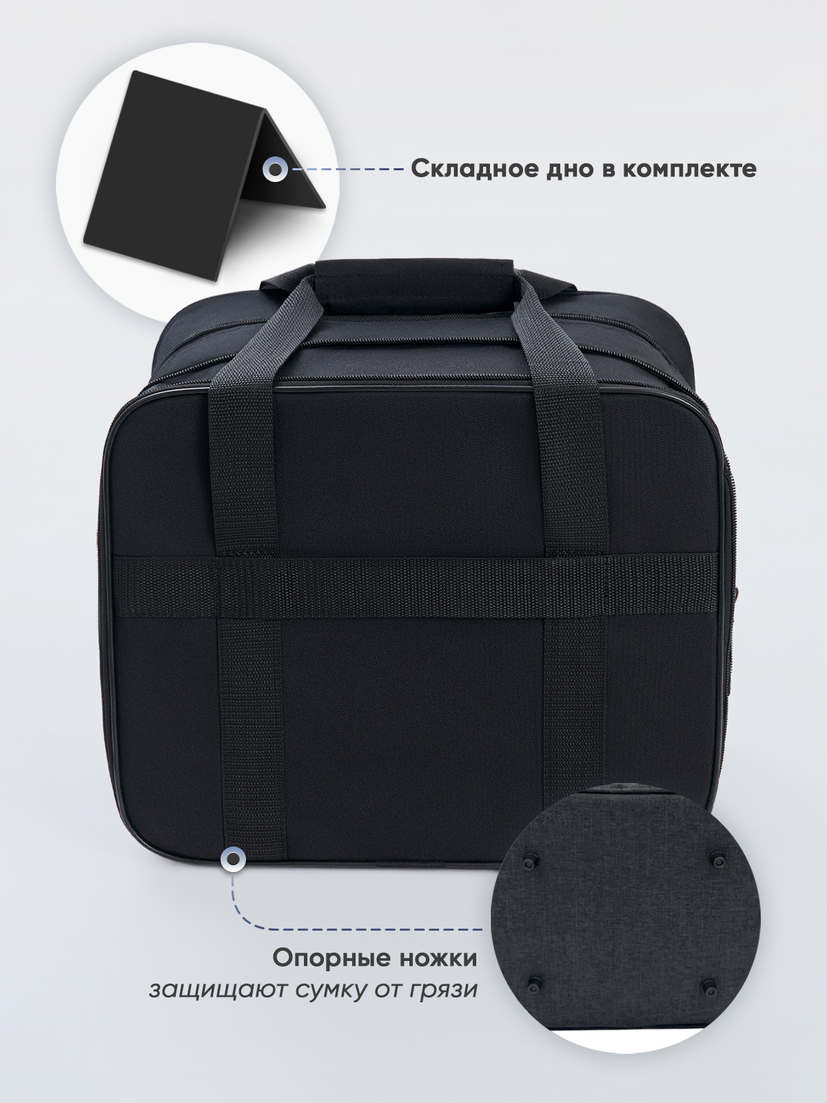 Сумка дорожная PobedaBags, 26 л, 27х30х36 см, ручная кладь, черный — фото 1
