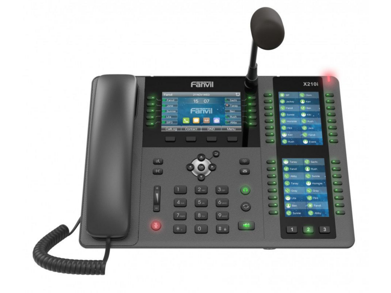 SIP-телефон Fanvil X210i 2xEthernet 10/100/1000 HD Voice 20 SIP Lines 10 Line Key 116 DSS Keys IPV6/OPUS 4.3+2*2.4 Multi Color Screen WIFI & Built-in Bluetooth POE + Gigabit Gooseneck Mic PSU