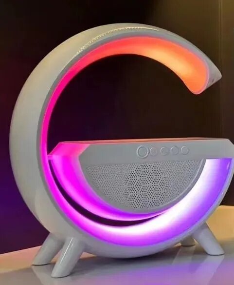 Умный светодиодный RGB светильник - лампа, с беспроводной зарядкой и колонкой — фото 1