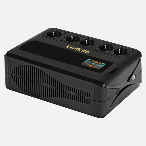 Изображение товара ИБП ExeGate NEO Smart BU-800. LCD. AVR.5SH (EX295685RUS) 800VA/480W, LCD-дисплей, AVR, 5*Schuko, черный