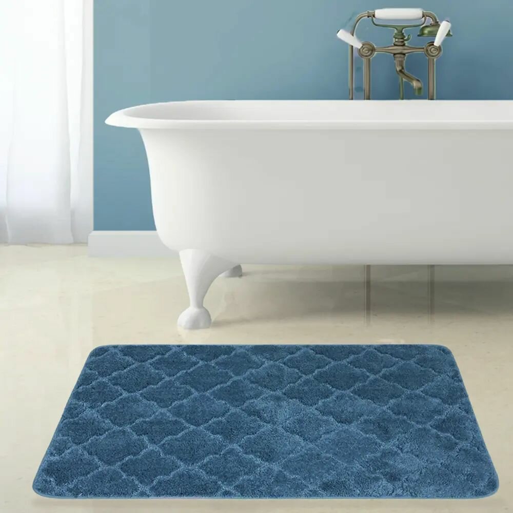 Коврик для ванной Лана 70x120 см цвет бирюзовый