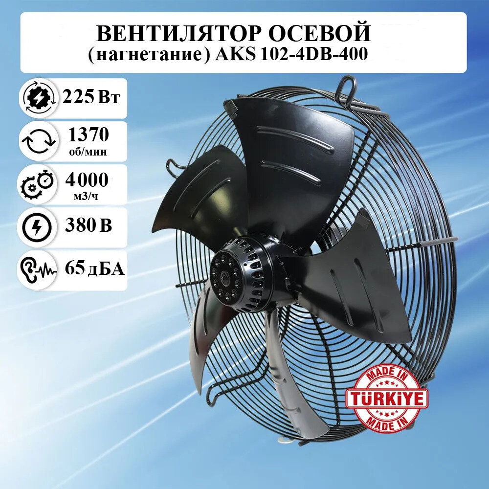 Вентилятор осевой приточно-вытяжной AKS/ИБМ 102-4DB-400 металлический 380в малошумный, Оборудование для кондиционирования холодильных систем и вентиляции воздуха промышленных и бытовых помещений