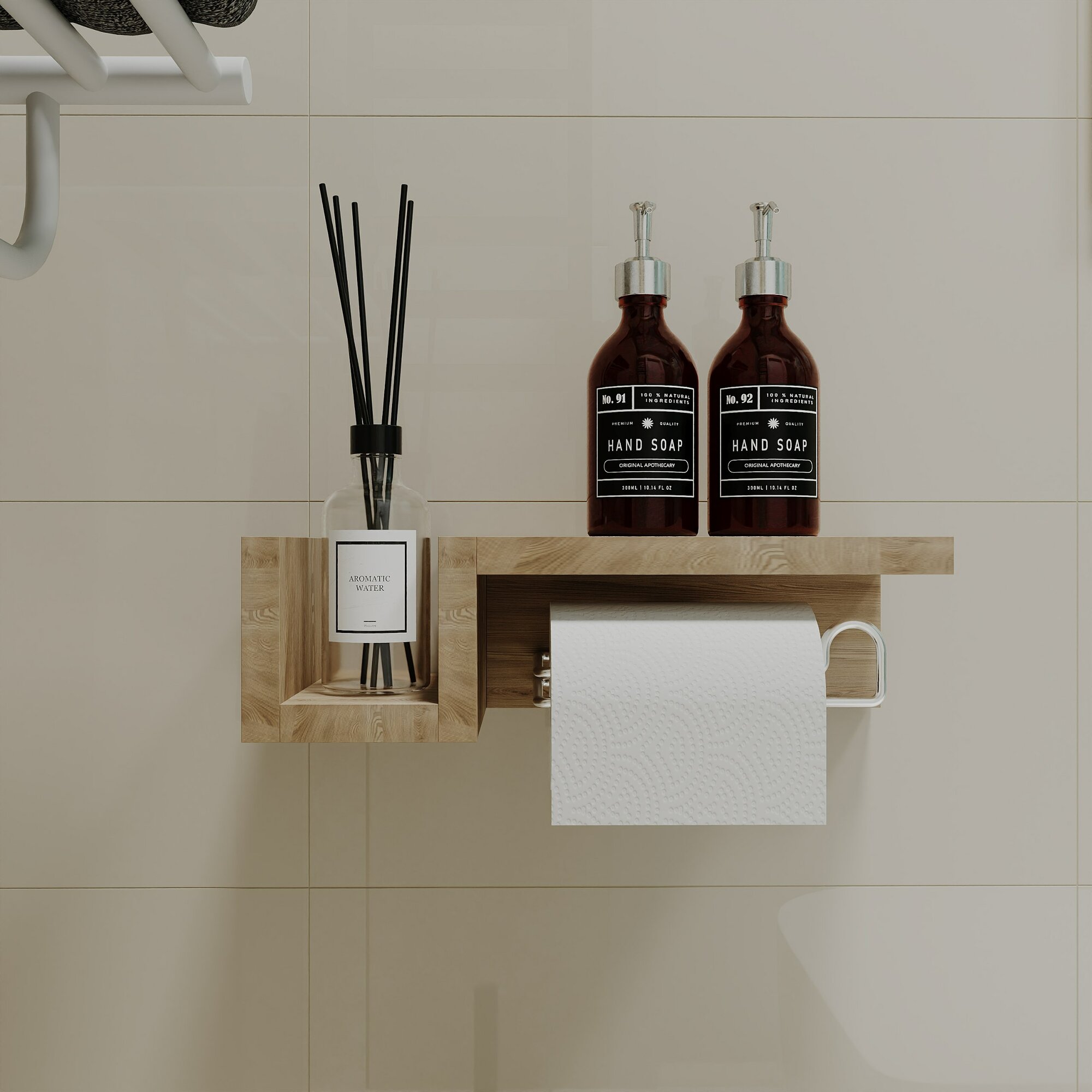 Бумагодержатель, Полка-держатель для туалетной бумаги , диспенсер, из ЛДСП, дуб вотан. — фото 1