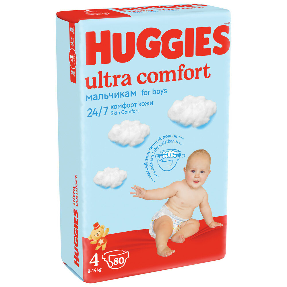 Подгузники Huggies Ultra Comfort для мальчиков 4 (8-14 кг), 66 шт - фото №3