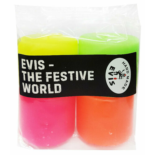 Свечи декоративные Evis Hand made неоновые 4 см, 4 шт