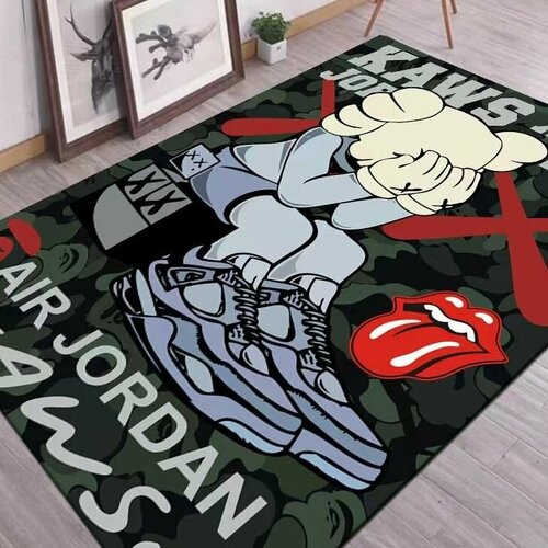 Ковер безворсовый KAWS/кавс 50x80см. Коврик универсальный противоскользящий