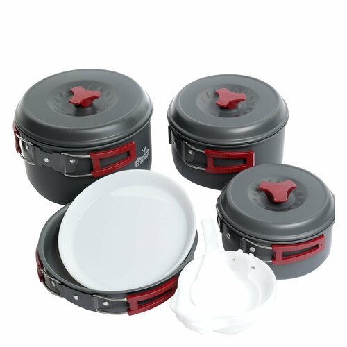 Набор туристической посуды Tramp TRC-026, 13 предметов, серый