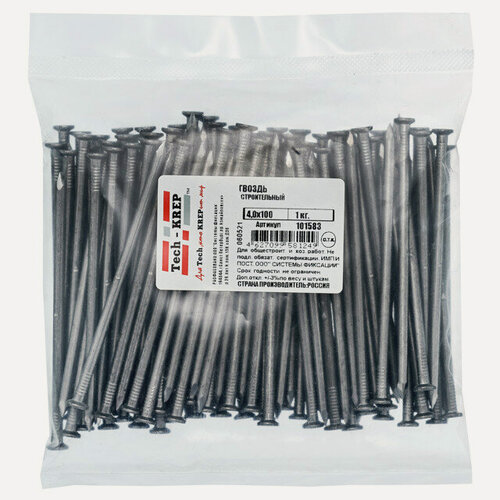Изображение товара Гвоздь строительный TECH-KREP 4,0×120 мм вес 1 кг для крепления древесины и профилей