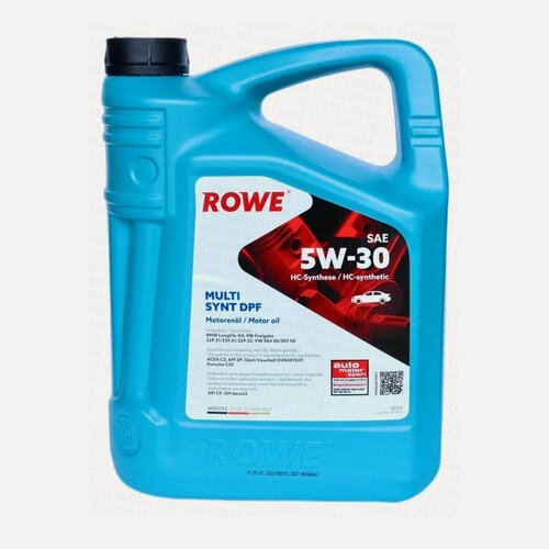 Изображение товара Моторное масло синтетическое ROWE Hightec Multi Synt DPF SAE 5W-30, 5 литров канистра