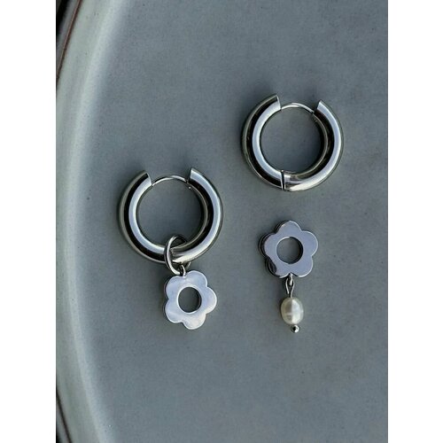 Серьги конго, бежевый, серый