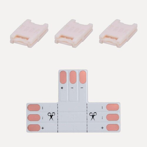 Изображение товара 09-101 Комплект коннекторов (Т-образный +3 клипсы) для адресной светодиодной ленты 12 24В, RGB, IP20