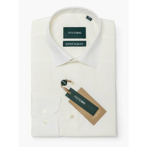фото Рубашка mondigo приталенная с вытачками на спине super slim fit, размер s - 170-182, молочный