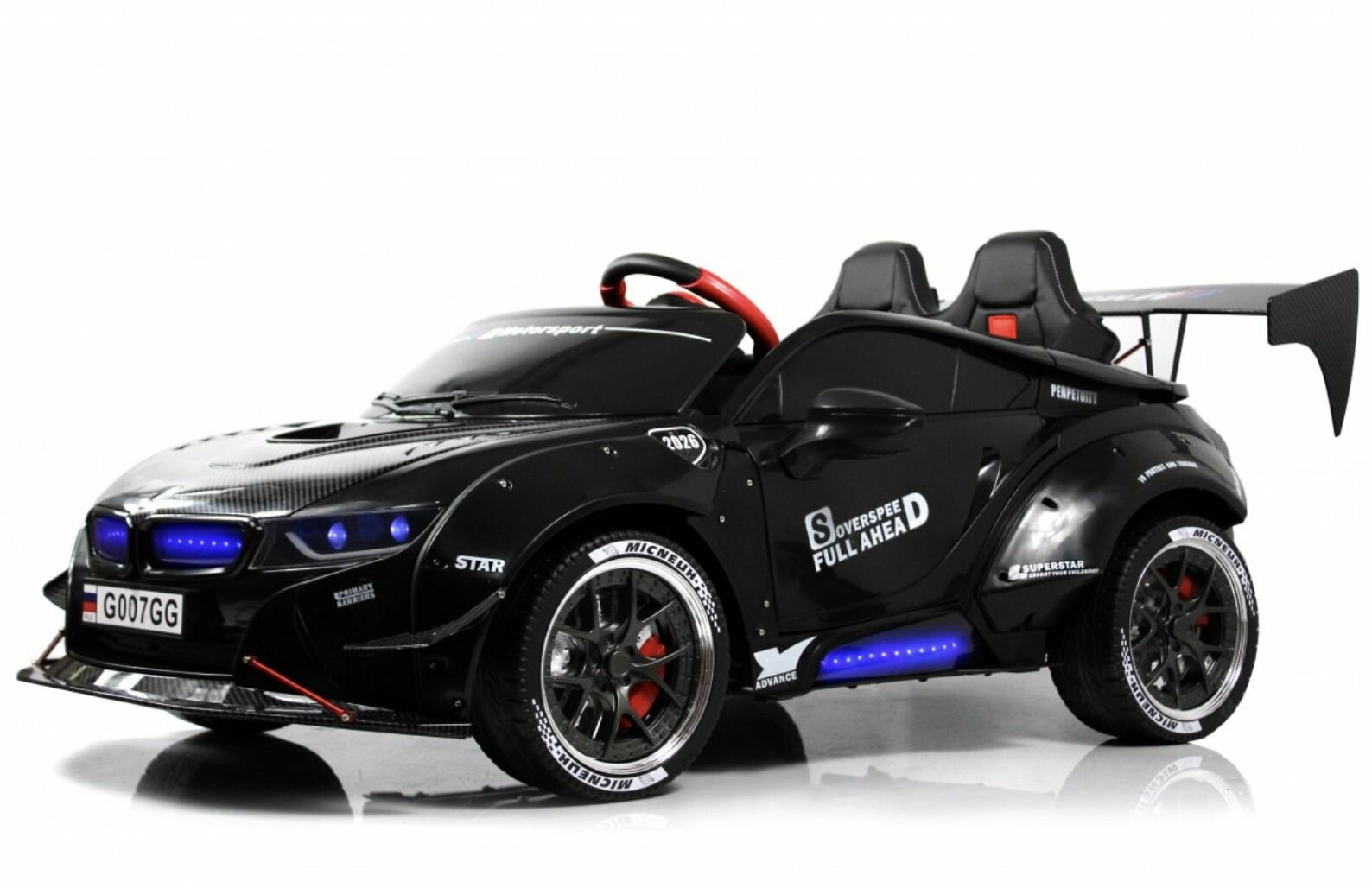 Детский электромобиль RiverToys BMW G007GG с дистанционным управлением, двухместный черный