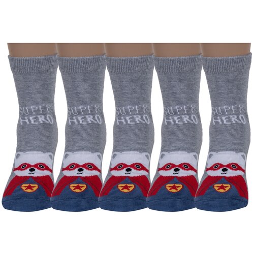 фото Комплект из 5 пар детских носков rusocks (орудьевский трикотаж) рис. 03, мультиколор, размер 16-18