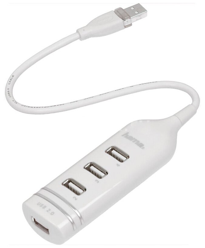 Разветвитель USB 20 Hama Round14 4порт белый 00039788