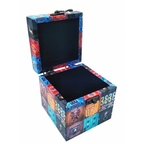 Шкатулка деревянная Куб Узор, шкатулка для украшений, сувениры и подарки, декоративная штукатурка, шкатулка для колец, шкатулки для украшений