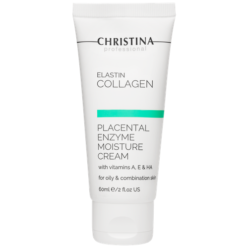 Christina Крем ElastinCollagen Placental Enzyme Moisture Cream with Vitamins A, E  HA for Oily and Combination Skin Увлажняющий с Растительными Энзимами, Коллагеном и Эластином для Жирной и Комбинированной Кожи, 60 мл