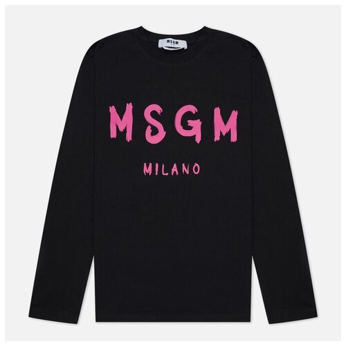 фото Женский лонгслив msgm msgm milano logo seasonal чёрный , размер xs