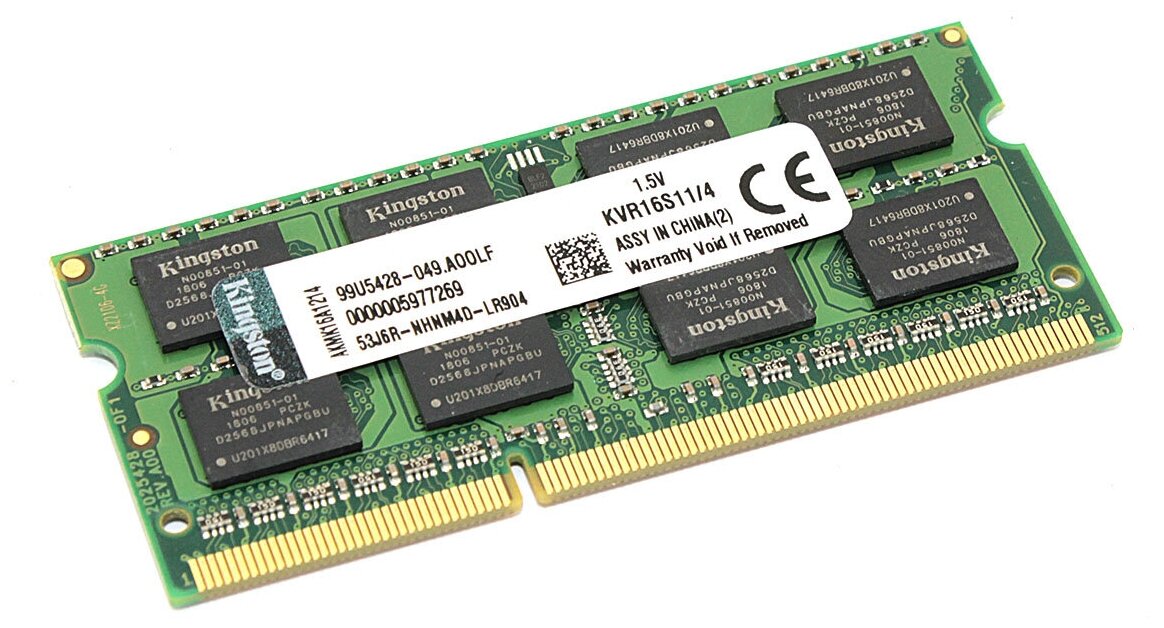 Модуль памяти Kingston SODIMM DDR3 4GB 1600 15V 204PIN 215300₽