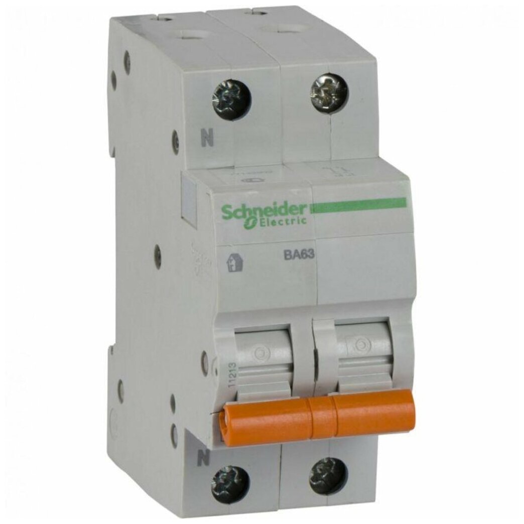 Автоматический выключатель SCHNEIDER ELECTRIC 2p (1P+N) C 16А 4.5кА BA63 домовой 11213