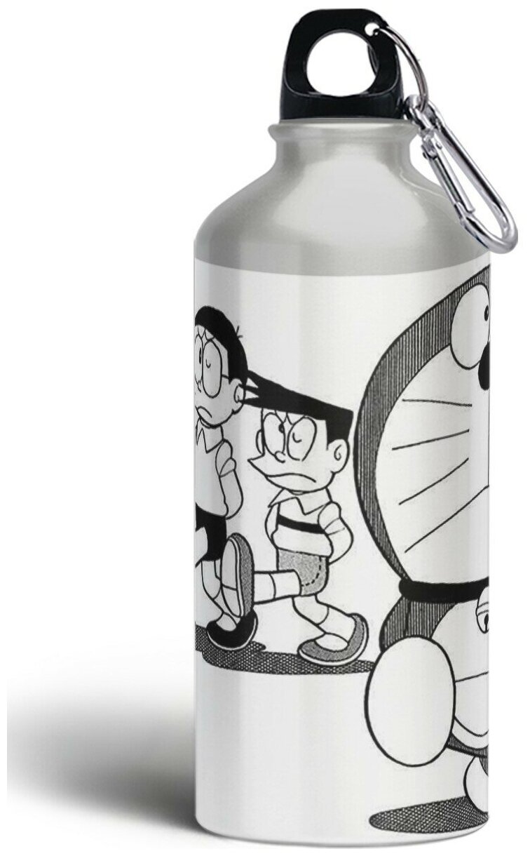 Бутылка спортивная,туристическая фляга, 500мл с карабином Doraemon манга - 1