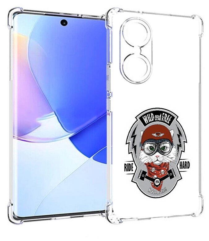 Чехол задняя-панель-накладка-бампер MyPads кошка в шлеме для Huawei Honor 60 противоударный