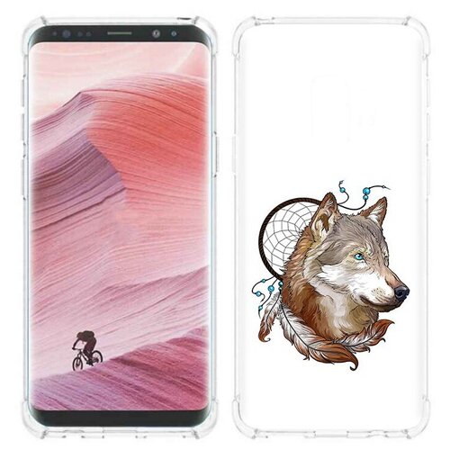 Чехол задняя-панель-накладка-бампер MyPads волк и ловец снов для Samsung Galaxy S9 противоударный