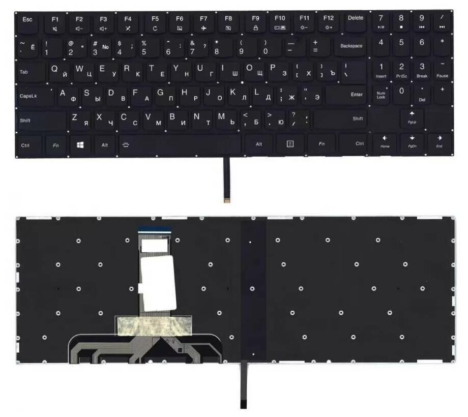 Клавиатура keyboard PC5YB-US для ноутбука Lenovo Legion Y520 Y520-15IKB Y720 Y720-15IKB R720 R720-15IKB черная без рамки белая подсветка 2245₽