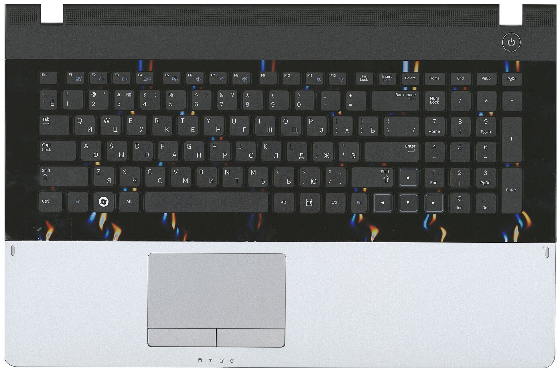 Клавиатура для ноутбука Samsumg NP300E7Z топкейс серый кнопки черные 5950₽