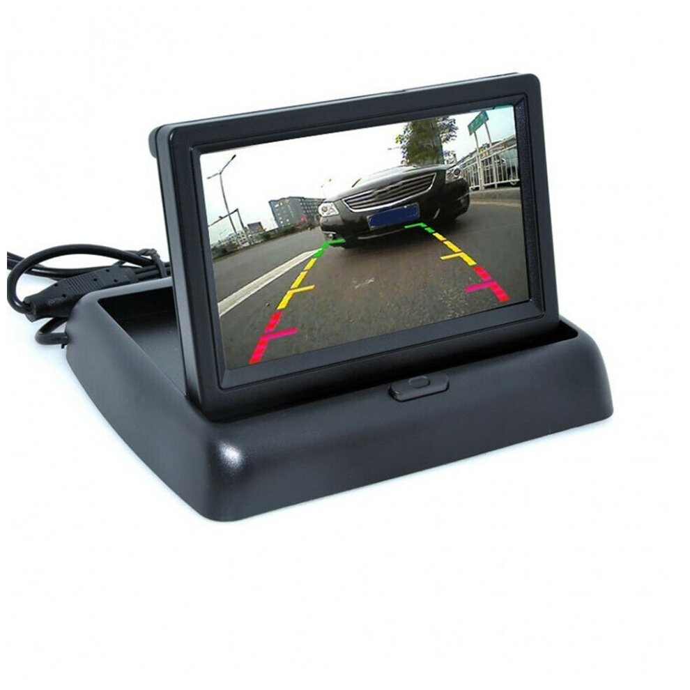 Автомобильный монитор для камеры заднего вида /цветной, светодиодный, складной, диагональ 4.3 дюйма/ автомобильный монитор M843