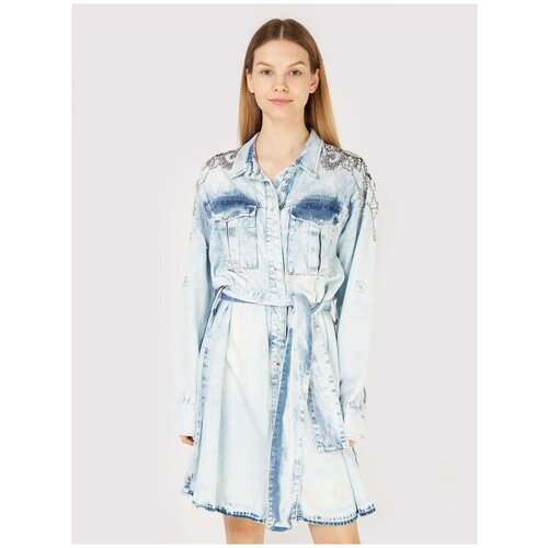 фото Платье-рубашка джинсовое со стразами fracomina ru 46 / eu 40 / m