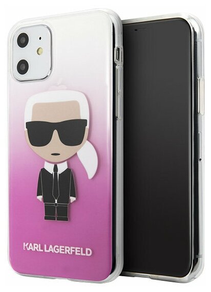 Чехол Karl Lagerfeld Iconic Karl Hard Gradient для iPhone 11, розовый