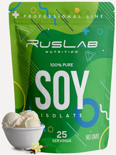Изображение товара Соевый изолят SOY ISOLATE, протеин для вегетарианцев и веганов (800 гр), вкус ванильное мороженое