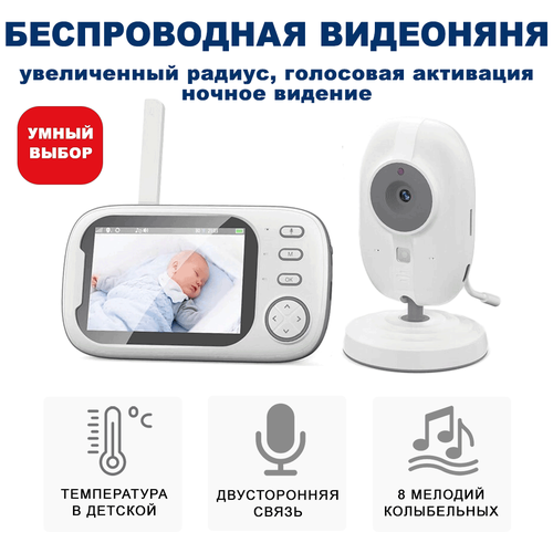 Беспроводная видеоняня с монитором Baby Monitor (голосовая активация, ночное видение, колыбельные, термометр) Blackview BM-01